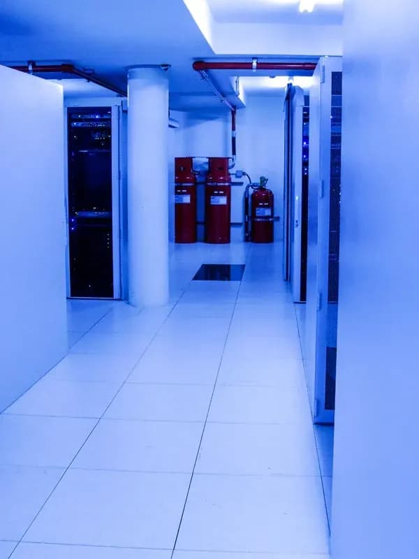 Server rack with fire suppression bottles