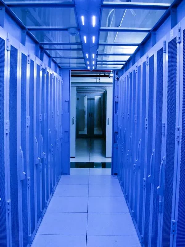 Server racks with open door
