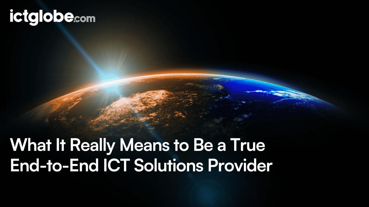 solar system with the text "what it really means to be a true end-to-end ICT solutions provider"